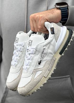 Чоловічі термо кросівки lacoste elite active cordura white , білі беж