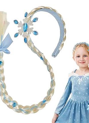 Обруч-перука з косою принцеси ельзи «холодне серце» (frozen), дитячий карнавальний обруч