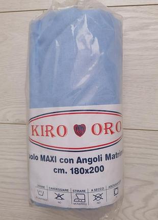 Новая хлопковая простынь на резинке kiro oro 180х200 см, итальялия