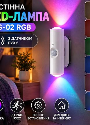 Настенная led-лампа ns-02 rgb с датчиком движения 17874
