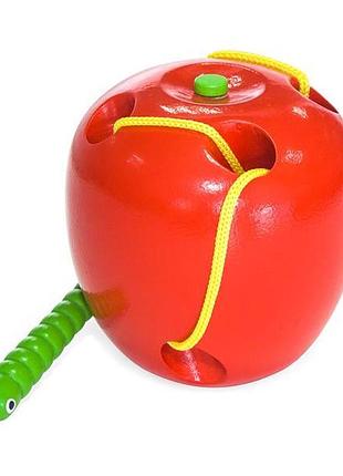 Деревянная шнуровка viga toys яблочко (56276)