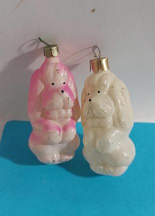 Собака, собачка, 2 штуки,  ссср,  елочная игрушка 2