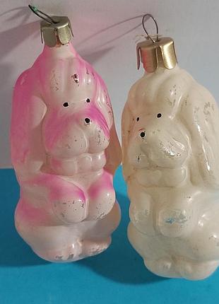 Собака, собачка, 2 штуки,  ссср,  елочная игрушка