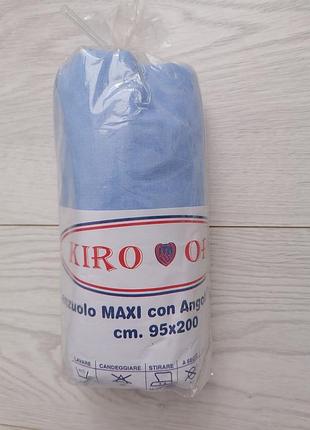 Новая хлопковая простынь на резинке kiro oro 95х200 см, итальялия