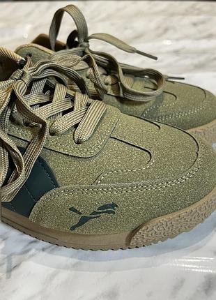 Кросівки puma замшеві оливкові хакі