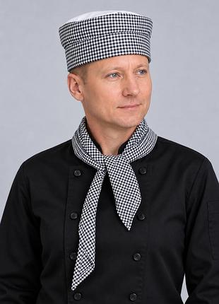 Шапка кухаря таблетка-клітка з краваткою