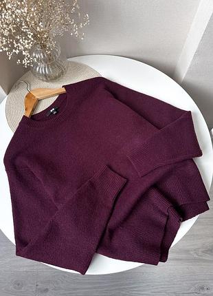 Бордовий теплий светр оверсайз з вовною uniqlo