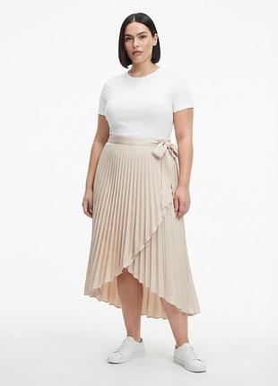 Плісована спідниця з запахом h&m+ світло-бежевий розмір 44