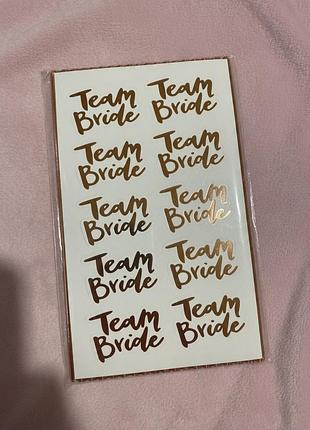 Набір для дівич-вечора: паперові трубочки та наліпки  "team bride" (рожеве золото)