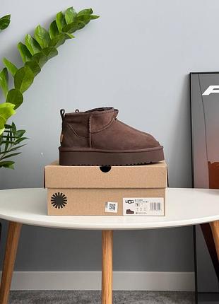 Уггі ugg ultra mini platform chocolate 5