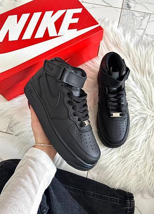 Кросівки nike air force 1 high зимові чорні з хутром