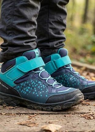Водонепроницаемые хайкинговые ботинки decathlon quechua mh120 mid (бирюзовые / синие), размер 32-13с, длина 20 см