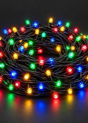 Гірлянда string нитка 400led 16м прозорий rgb чорний дріт