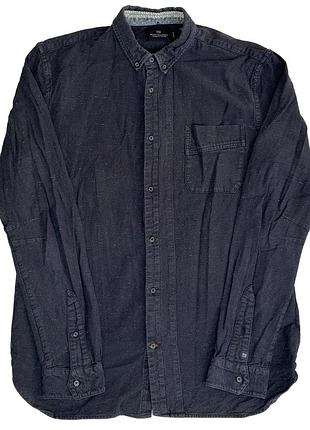 Мужская рубашка scotch&amp;soda xl eu52 ua52 рост 175-185 см темно-синяя хлопковая плотная теплая с длинным рукавом брендовая зимняя