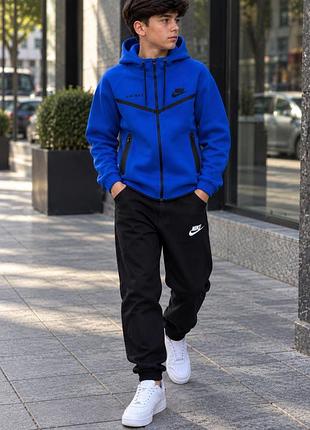 Спортивний костюм для дітей та підлітків nike утеплений синьо-чорний