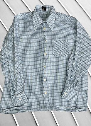 Чоловіча сорочка club style g l eu50 uk40 ua50 зріст 170–180 см блакитно-біла клітинка щільна тепла з довгим рукавом пряма картата класична фланелева