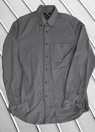 Чоловіча сорочка uniqlo m l eu48 eu50 uk38 uk40 ua48 ua50 зріст 170–180 см сіра бавовняна оксфорд щільна класична з довгим рукавом повсякденна