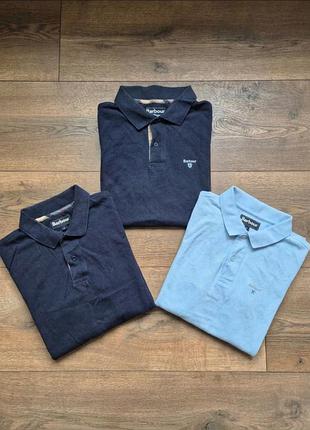Комплект чоловічих поло barbour (сині та блакитна, розміри l та xl)