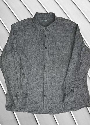 Чоловіча сорочка tu 2xl eu56 uk46 ua56 зріст 180–190 см сіра меланж бавовняна щільна тепла пряма з довгим рукавом класична повсякденна
