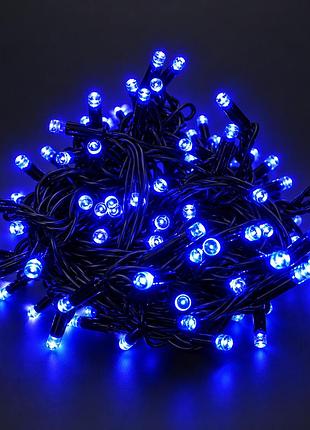 Гірлянда вулична string 10 м 100 led синя, чорний дріт