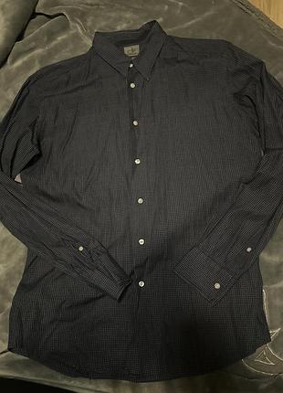 Чоловіча сорочка calvin klein slim fit темно-синя в клітинку