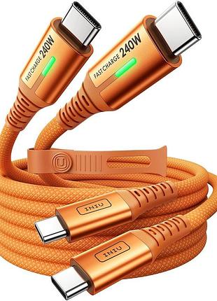 Iniu - комплект из 2 кабелей usb-c на usb-c, 240 вт, 2 м, для быстрой зарядки смартфонов и ноутбуков, оранжевые. уценка