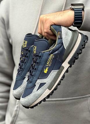 Чоловічі термо кросівки lacoste elite active cordura grey blue , сині