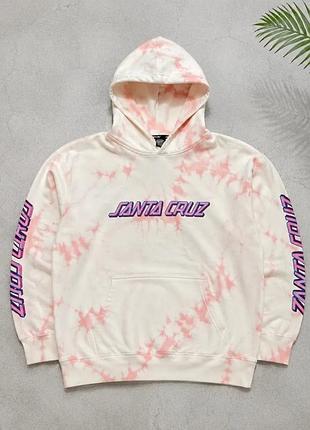 Santa cruz pink cream tie dye pullover skate sweatshirt size m / 10 худі