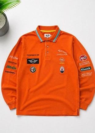 Formula 1 orange polo shirt racing style лонгслив