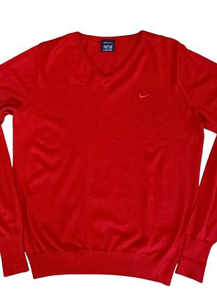 Vintage nike golf sweater size l tiger sunday red  мужской красный пуловер nike wool