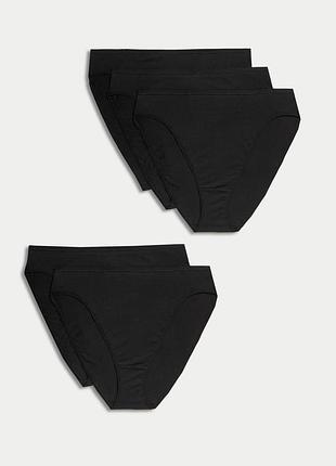 Жіночі трусики marks & spencer з високою посадкою, набір, чорні high waisted high legs