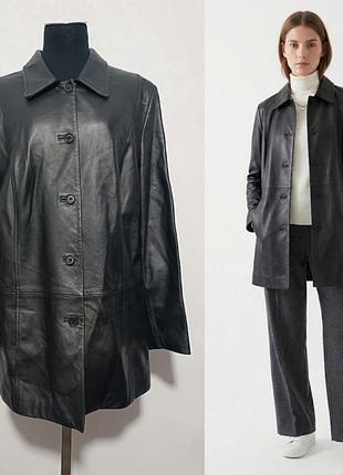 Marks &amp; spencer кожаный жакет / удлиненный пиджак  (100% натуральная кожа) uk 20 / xl–3xl