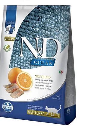 Сухий корм для котів farmina n&d ocean neutered adult herring & orange 5 кг