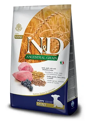 Сухий корм для собак farmina n&d ancestral grain puppy mini ягня з чорницею 2.5 кг