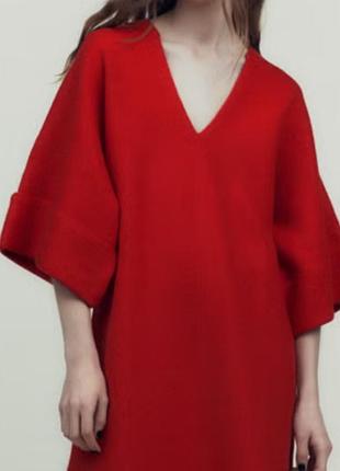 Вовняна сукня-туніка максі zara хіт elle (довга трикотажна сукня оверсайз)