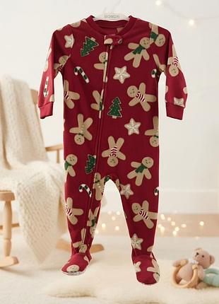 Новый новогодний флисовый человечек теплый слип carter's 9-12 м 74-80 см девочке мальчику пижама