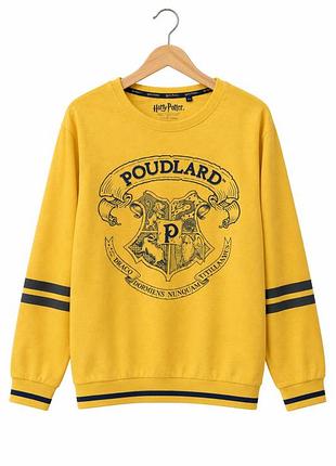 Світшот harry potter гірчично-жовтий із принтом poudlard