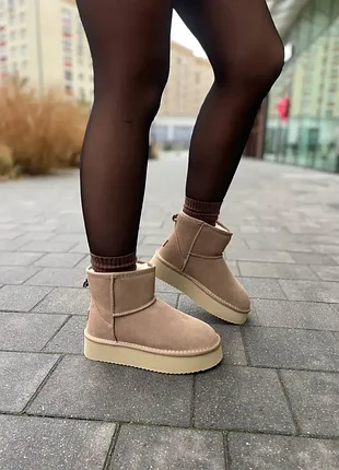 Угги жіночі itts a805-15 капучіно (зима, замша натуральна) (5736) 37 38 40 41