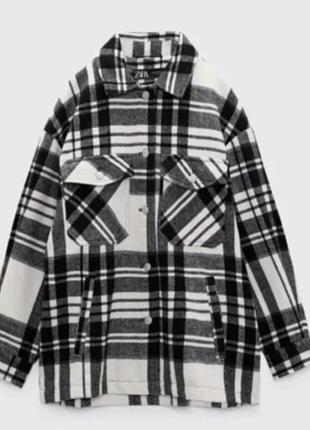 Zara тёплая рубашка в клетку 5
