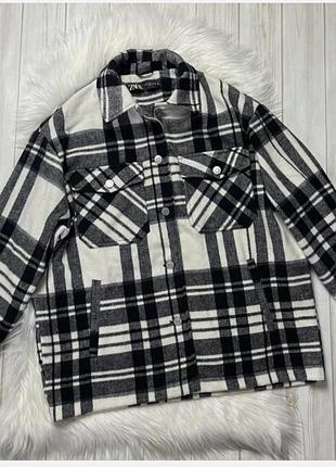 Zara тёплая рубашка в клетку 2