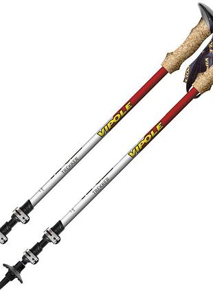 Трекинговые палки vipole trekker cork алюминиевые 3 секции 63-135 см красные для трекинга и хайкинга