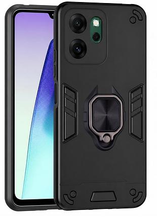 Чехол fiji defence для oppo reno14 f / reno14 fs противоударный бампер с кольцом подставкой black