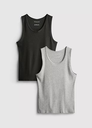 В рубчик хлопок slim fit майка primark