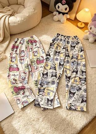 Набір плюшевих штанів hello kitty та kuromi, one size (xs-m)