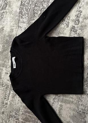Укорочений лонгслів zara чорний