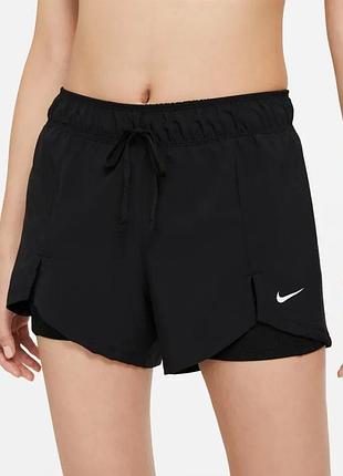 Nike flex essential dri-fit 2-in-1 da0453-011 жіночі спортивні подвійні шорти