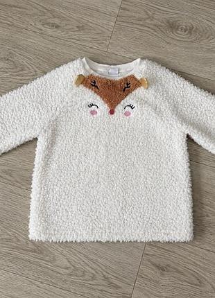 Толстовка для дівчаток lcw kids плюшева з вишитим малюнком біла