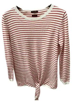 Шелковый хлопковый джемпер massimo dutti в полоску с узлом (размер s)