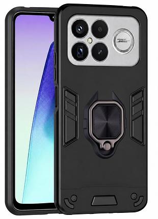 Чехол fiji defence для poco f8 ultra противоударный бампер с кольцом подставкой black