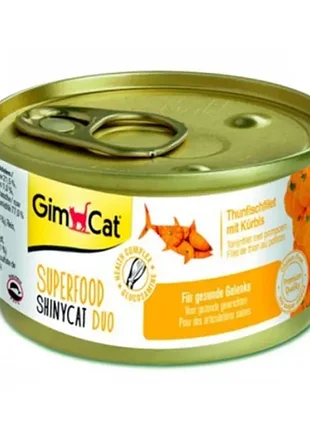 Вологий корм для котів gimcat superfood shinycat duo тунець з гарбузом 6 шт